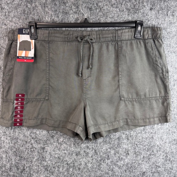GAP Pants - Gap Pull-On Shorts XL Silver Bells Gray Elastic Waist Easy Fit QLS0701S